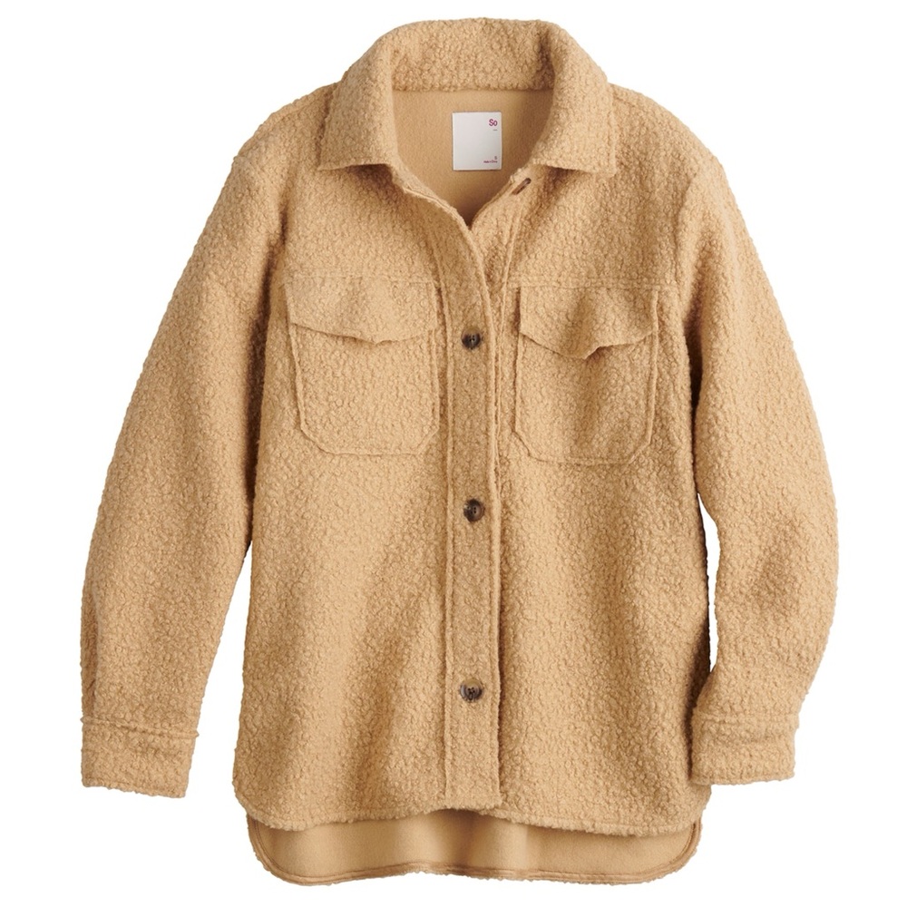 SO® Sherpa Shacket Tan NWT Size XLarge
